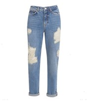 New Look Blue Ripped High Waist Tori Mom Jeans